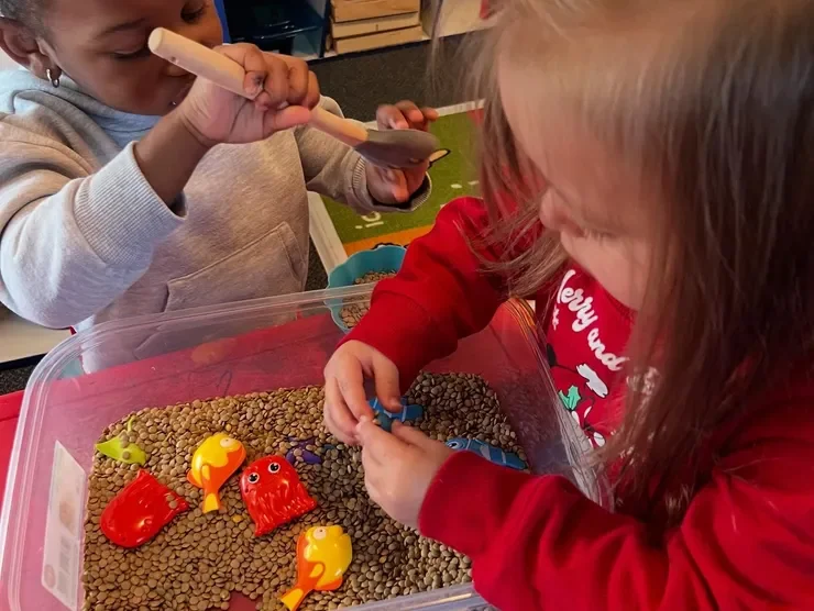 Children exploring a sensory activity